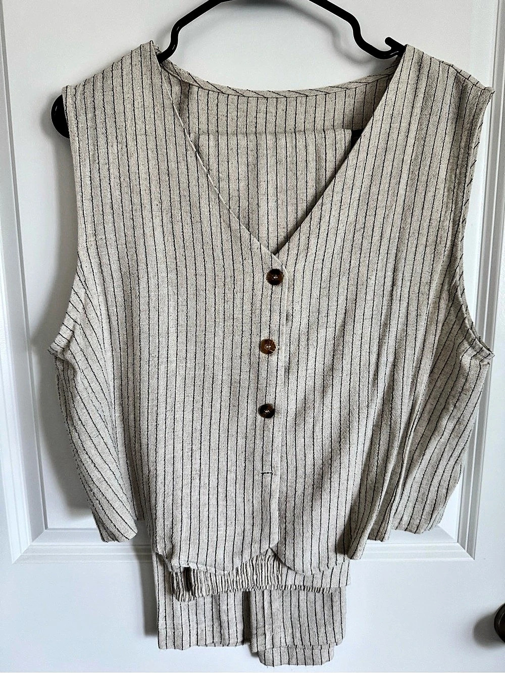 Striped Tank Top & pants Set in Cream